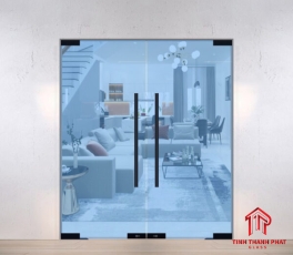 Cửa kính bản lề sàn 2 cánh kính 10ly