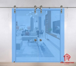 Cửa kính lùa 2 cánh ray Inox Ø25