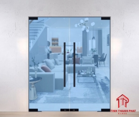 Cửa kính bản lề sàn 2 cánh kính 10ly