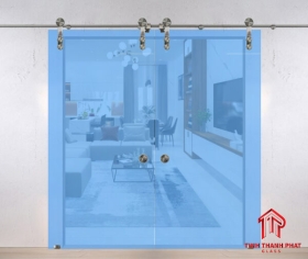 Cửa kính lùa 1 cánh ray Inox Ø25