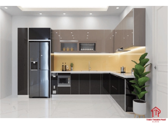 Kính Tủ Bếp Nâu Xám 